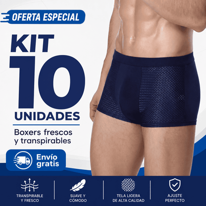 FrescoFit Boxer — Kit 10 Boxers Respiráveis Ice Silk